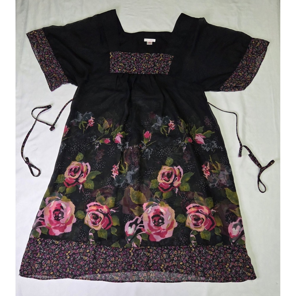 Xhilaration Womens Medium Sheer Floral Layering Dress Festival Whimsigoth Fairy